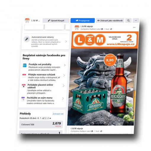 Spr�va webu, facebooku LM n�poje