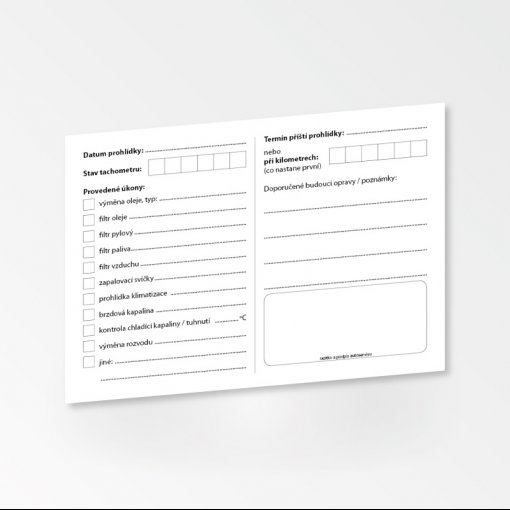 Tisk servisní knížky vozidla / auta