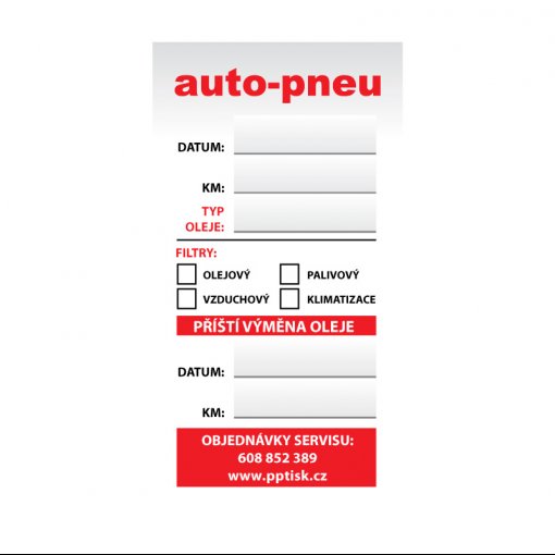 Tisk samolepky pro autoservis - výměna oleje