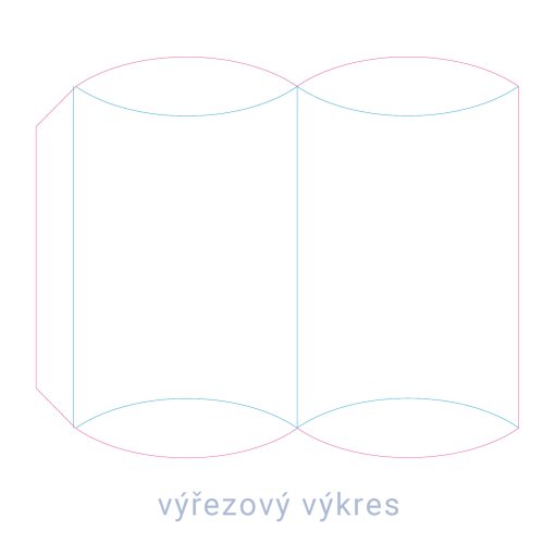 dárková krabička, čaje, bonbony, PF, výřezový výkres