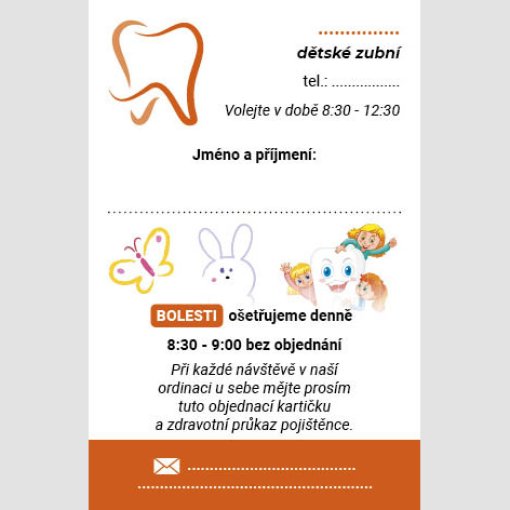 Karta pro objedn�n� k l�ka�i, zuba�i, kade�nictv�, pedik��e